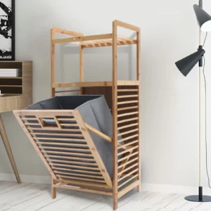 Tilt-Out Bamboo Laundry Hamper Cabinet
