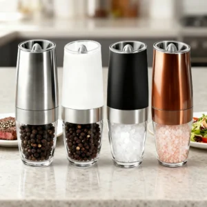 1/2pcs Gravity Electric Pepper and Salt Stainless Steel Grinder Set