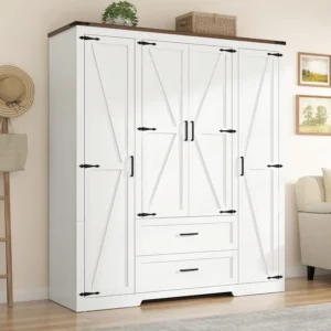 Farmhouse Wooden Wardrobe Armoire