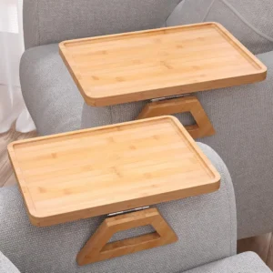2 Pack Bamboo Couch Arm Tray